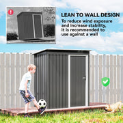 5 x 3ft Garden Storage Shed Sliding Door Sloped Roof Tool, Grey