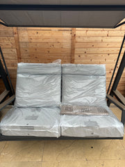 SunVilla Pine Knoll 2 Seater Cushioned Garden Swing Seat Canopy Beige Aluminium
