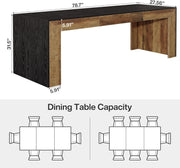 78.7-Inch Rectangular Dining Table Modern Kitchen Table with Wooden Tabletop