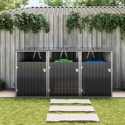Triple Wheelie Bin Storage Metal Store Cover Garden Rubbish Dustbin 3 Shed Cabin