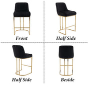 Set of 2 Velvet Bar Stools breakfast ,counter chair with backrest & golden legs