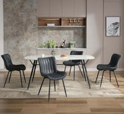 Set of 2 Modern Dining Chairs Tech Fabric Upholstered Cushioned Metal Legs