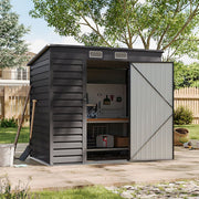 6.3x4.3ft Large Metal Garden Shed Flat Roof Tools Bike Storage House Anthracite