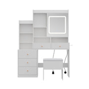 Dressing Table With 5 Drawers LED Mirror Set Makeup Desk Vanity Table Bedroom