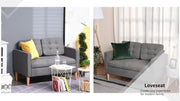 Compact 2 Seater Sofa with Hidden Storage and Rubberwood Legs Grey