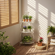 3-Tier Corner Metal Plant Stand Flower Pot Rack Outdoor Indoor Display Shelf