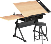 Yaheetech Art Drawing Desk Wood Drafting Table for Adults Artist Craft Tabletop