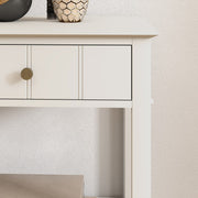 Large 3 Drawer Console Table with Shelf - Padstowe Ivory Range