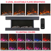 2kw Wall Mounted Electric Fireplace Fire Suite with 12 Colours LED Flame Effect