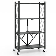 4-Tier Foldable Storage Shelf Collapsible Storage Rack Black