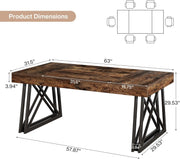 160cm Rectangular Dining Table for 4-6 Farmhouse Kitchen Table for Dining Room