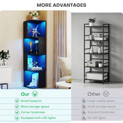 4-Tier Corner Display Cabinet with 3-Colour LED Lighting and Motion Sensor