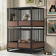 Movable Metal Tube Cat Cage Stackable Crate Kennel Indoor for Cat Boarding Shops