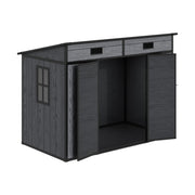 4 x 8ft Grey Wood Effect Plastic Garden Shed Outdoor Utility Tool Storage House