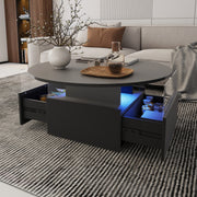 LED Coffee Table with 2 Drawers Cocktail Sofa Center Table for Living Room