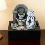 Feng Shui Water Feature Angel Indoor Tabletop LED Fountain Waterfall Home Decor