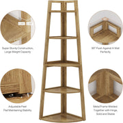 70'' Tall Corner Shelf, 5-Tier Modern Corner Bookshelf Bookcase for Living Room