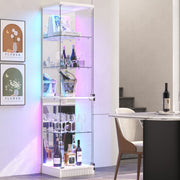 Corner Display Cabinet with Glass Doors Lockable RGB Lights Collectables Figures