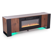 Wooden TV Stand Cabinet Unit with Electric Fireplace 12 Colour LED Fire Heater