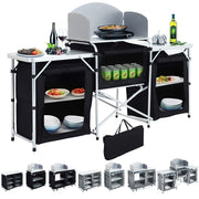 Outdoor Camping Kitchen Cupboard Cook Table Folding Storage Unit Shelf w Handbag