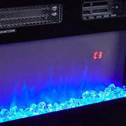 TV Stand Cabinet High Gloss White Electric Fireplace Unit W/ LED 12 Colour Flame