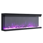 80 inch Electric Fireplace 3 Sided Panoramic Fire Log Standing Insert LED Flames