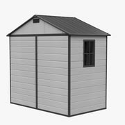 8x4FT Plastic Garden Shed with Floor Window Lockable Door Smoky Grey Wood Grain