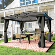 3.6 x 4m Aluminium Hardtop Gazebo Canopy with Polycarbonate Roof & Sidewalls