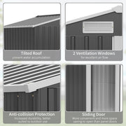 Outdoor Storage Shed, Sliding Door, Sloped Roof 152 x 132 x 188 cm, Gre