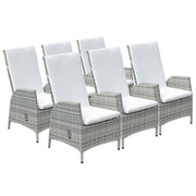 Oseasons Pack of 6 Lisbon Rattan Reclining Outdoor Dining Chair in Mixed Grey