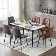 4X Dining Chairs Set Faux Suede Leather Padded Seat Metal Legs Kitchen Office