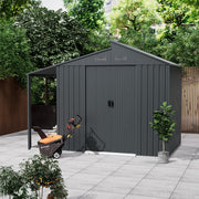 Large 10x6ft Shed Metal Garden Tools Bike Storage Shed Outdoor House W/Open Shed