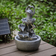 Solar Powered Garden Water Feature Outdoor Water Fountain Cascade with LED Light