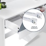 White Dressing Table with LED Lights Mirror Stool Drawers Vanity Makeup Desk Set