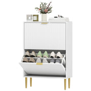 Slim Shoe Storage Cabinet with 2 Flip Drawers for Hallway, White