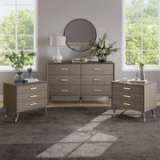Large 6 Drawer Chest Of Drawers & Pair of 3 Drawer Bedside Tables - Oslo Dark Wo