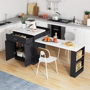 Kitchen Island Dining Table !SALE! Extendable 4-6 Seater Storage Cabinet Black