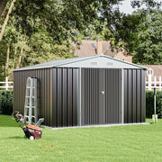 10 x 12 FT Galvanised Metal Steel Sheds Garden Storage Shed Ventilation w/ Door