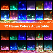 60inch LED Fireplace Media Wall Fire Wall Mounted Standing Electric Heater 12Col