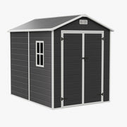 8x6 6x6 5x3 Plastic Garden Shed with Floor Window Lockable Door Wood Grain Grey