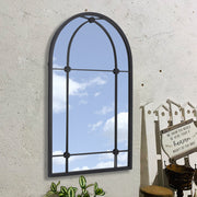 Large Metal Frame Arch Floral Window Garden Mirror Outdoor Indoor Glass Decor UK