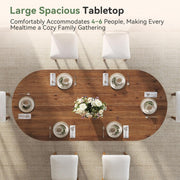 63-Inch Modern Solid Wood Dining Table Oval Wooden Kitchen Table for 4-6 People