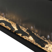 80 inch Electric Fireplace 3 Sided Panoramic Fire Log Standing Insert LED Flames
