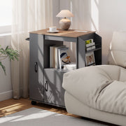 Kitchen Trolley on Wheels, Rolling Kitchen Island Cart with Power Outlet, Grey