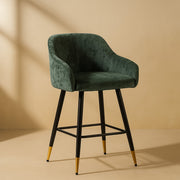 Zurich Modern Velvet Padded Bar Stool Chair with Black Metal Legs