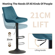 4PCS Swivel Bar Stools Velvet/Faux Suede Breakfast Adjustable Height Bar Chair