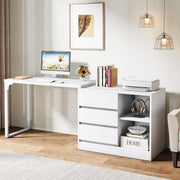 Modern L-Shaped Office Computer Desk Study Writing Table with Drawers & Shelves
