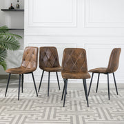 4X Dining Chairs Set Faux Suede Leather Padded Seat Metal Legs Kitchen Office