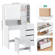 Dressing Table With 5 Drawers LED Mirror Set Makeup Desk Vanity Table Tgjvccszjd