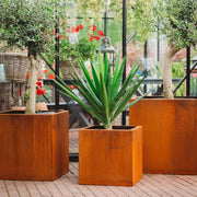 Corten Steel Rectangle Cube Planter Garden Plants Pot In/Outdoor Trough Tub Box